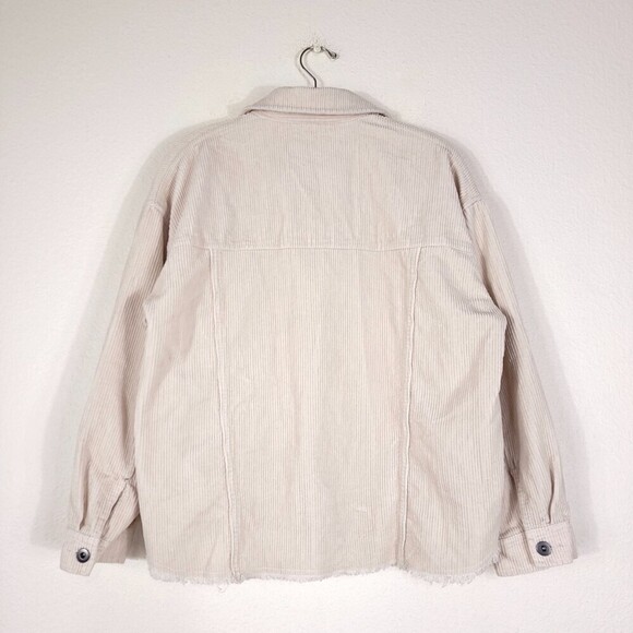 ZARA Corduroy Overshirt Oversized Button Down Shirt Jacket Cream Small Minimal - Picture 9 of 12